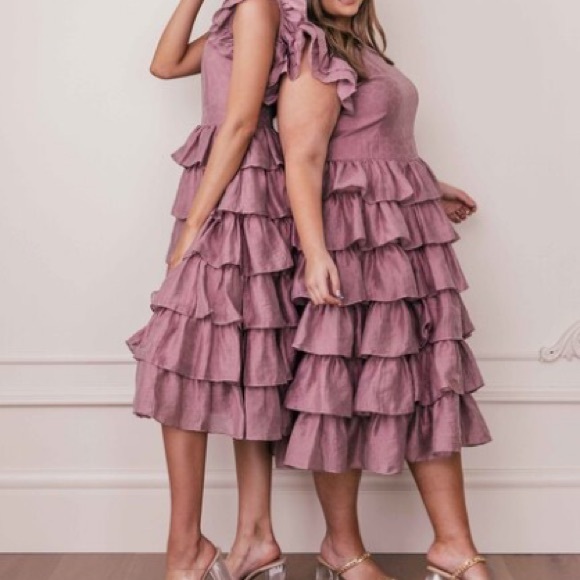 JessaKae Charming Ruffled Dress in Mauve - Picture 4 of 12
